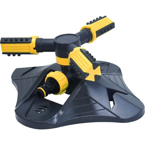 Arroseur de Jardin Arroseur Automatique 360° avec 2 Types Accessoires Arrosage Arroseur de Pelouse Rotatif avec 3 Bras Réglables à 3/4/5 Trous Arroseur Rotatif de Jardin Gazon Enfant (jaune) (1/5)