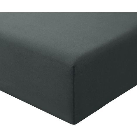 Drap Housse 180x200 Gris Foncé - Drap Housse 180 x 200 Bonnet 30cm Matelas en Microfibre 2 Personnes, Très Doux et Respirant avec Élastique Tout Autour (1/5)