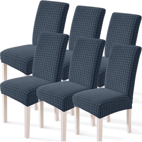 Stretch Stuhlhussen 6er Set, abnehmbar & waschbar, dunkelgrau (1/5)