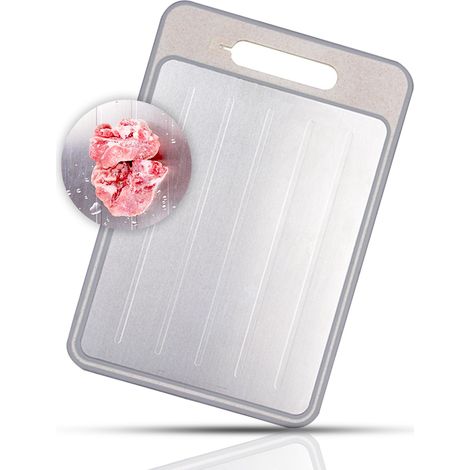 Fishtec – Planche à découper en aluminium et plastique TPR 25.1 x 36.5 cm – Décongélation rapide – Râpe intégrée – Aiguiseur de couteaux (1/5)