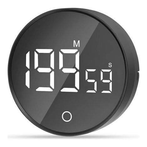 Magnetische visuelle Zeitschaltuhr, 60-Minuten-Countdown mit 3 Lautstärkestufen, Kurzzeittimer, großes LED-Display – Schwarz FLITI