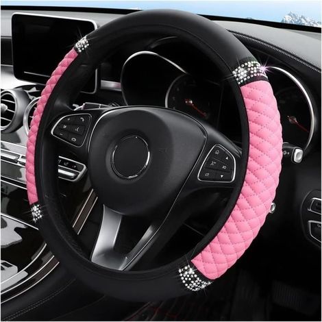 (Pink) Lenkradbezug – Universal – Pink – Rutschfestes PU-Leder – 37–38 cm – Lebendiges Design (1/4)