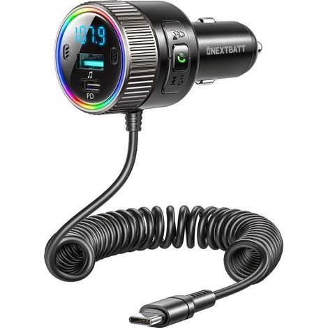 Nextbatt bluetooth 54 kabelloser fm transmitter mit kfz ladegerat 60 w - schwarz