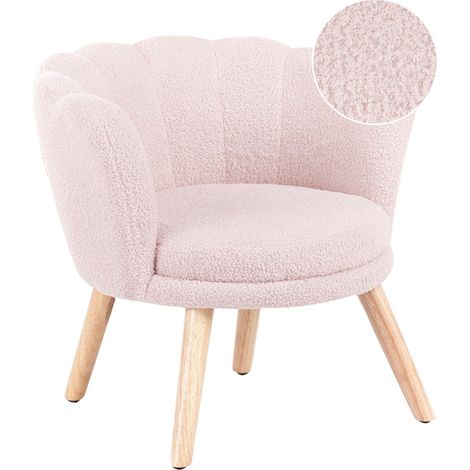 Kids Armchair HALBY Boucle Pastel Pink