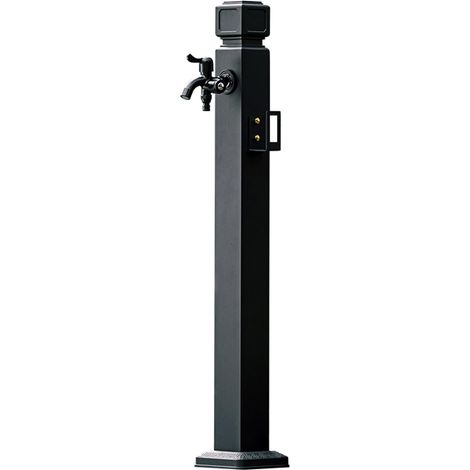 Fuente de agua de columna para jardín, de aleación de aluminio, para exteriores, con soporte cuadrado independiente y grifo de doble salida, columna de grifo vertical montada en el suelo (95 cm). (1/5)