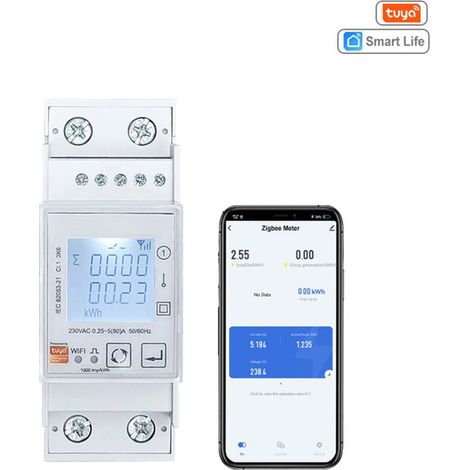 Compteur Solaire ZigBee Tuya - Mesure Bidirectionnelle - Détection Puissance/Tension/Courant - Alerte Seuils - Nécessite Passerelle
