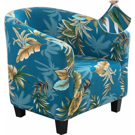 Housse Fauteuil 1 Place Extensible Bleu, Protège-Siège Chesterfield Crapaud Lavable, Couverture de Fauteuil Club Facile à Poser, Élastique Salon (1/3)