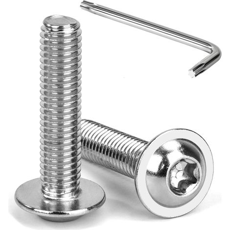 20 Pièces Vis à Tête Bombée Torx avec Bride M8 x 35 mm Vis à Six Pans Creux en Acier Inoxydable A2 V2A Boulons à Tête Hexagonale avec Clé T40 Filetage Complet (1/5)