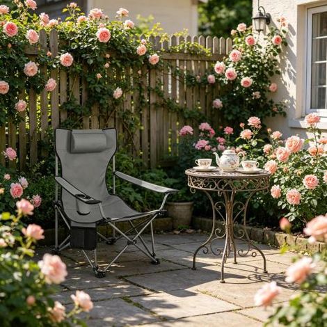 Chaise de pêche avec repose-pieds extensible, chaise de camping portable, chaise pliante ergonomique, chaise de randonnée, chaise de loisirs (1/5)