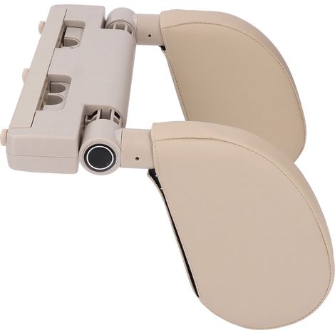 Oreiller appuie-tête de voiture en PU réglable pour le soutien de la tête et de la nuque, pour siège auto enfant/adulte, beige (1/5)