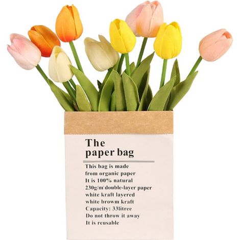 Precioso paquete de 5 tulipanes artificiales multicolores de Comy, ideales para decoración. Los tulipanes artificiales rosas se pueden usar para mesas de comedor, decoración del hogar, bodas y arreglo