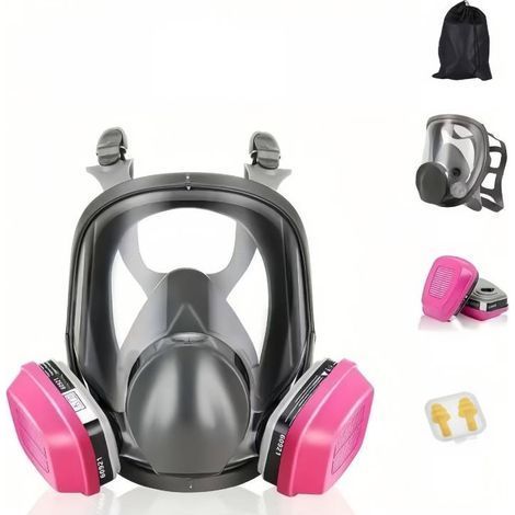 Masque respiratoire intégral réutilisable six-en-un, antibuée et anti-poussière, d'utilisation de gaz, de peinture, de poussière, de produits chimiques et autres, et pour la prévention de la grippe. (1/5)