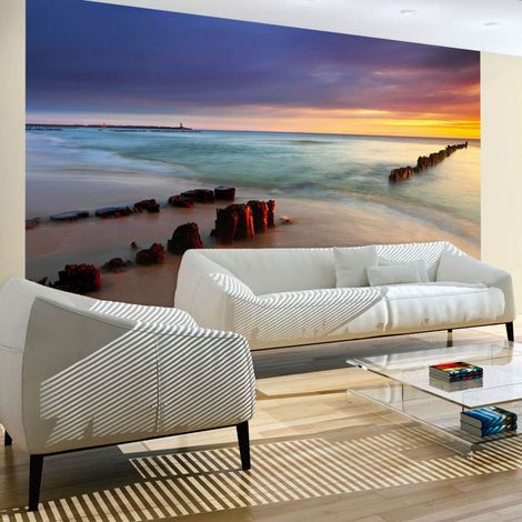 Papier peint plage levier de soleil - 250 x 193 cm