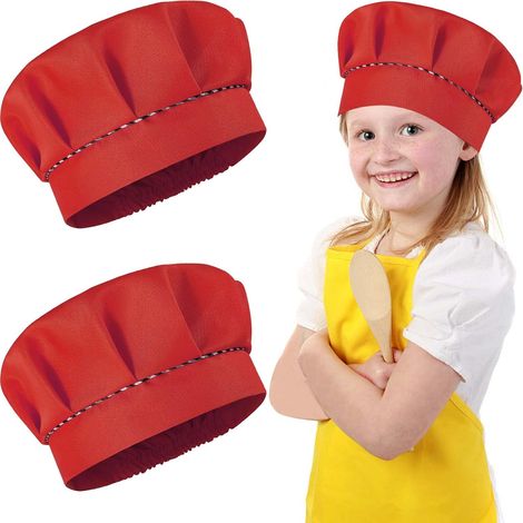 2Pcs Chef Hat for Kids, Unisex Chef Hat, Adjustable Cook Hat, Kitchen Cap for Home Restaurant Cosplay Halloween Theme Party (1/5)