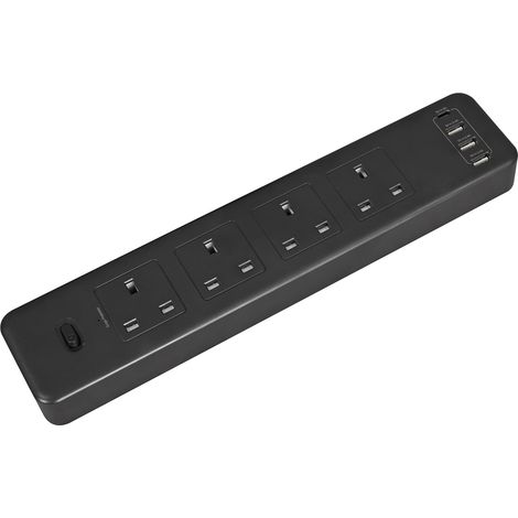Sealey EL34USBB 2.6m Extension Lead with USB Ports - Black