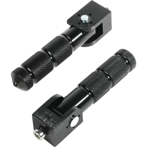 Lot de 2 repose-pieds universels pour moto en aluminium anodisé, pédales passager pliables avec boulons de 8 mm, surface antidérapante, pour scooter, cyclomoteur, VTT et quad, noir (1/5)