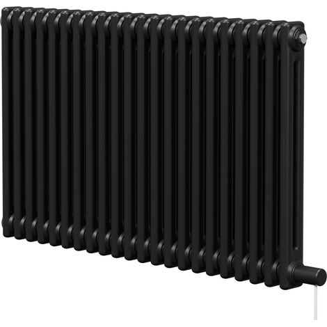 Colosseum Colore Matt Black 600mm x 988mm Horizontal Electric Double Column Radiator