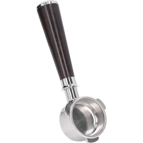Porte-filtre sans fond 54 mm en acier inoxydable pour cafetière Breville série 8 (modèles 870 et 880), modèle universel A, finition palissandre. (1/5)