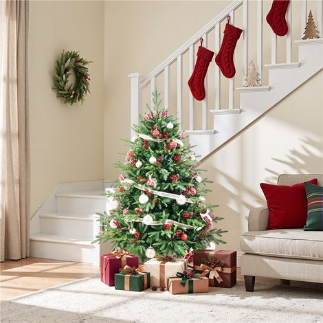 Yaheetech Albero di Natale 152cm 1284 Rami 42 Pigne e 42 Bacche Verde (1/5)