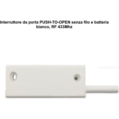 INTERRUTTORE PUSH-TO-OPEN PER ANTA ARMADIO CINETICO SENZA CAVO E BATTERIA 433Mhz BIANCO (1/2)