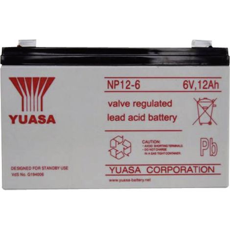 Yuasa NP12-6 Batterie 6V 12000mAh schwarz langlebig