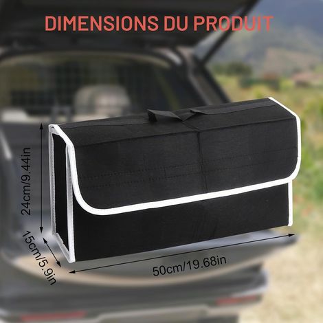 Sac Coffre Voiture Feutre Noir Antidérapant Pliable, Organisateur Coffre (1/4)