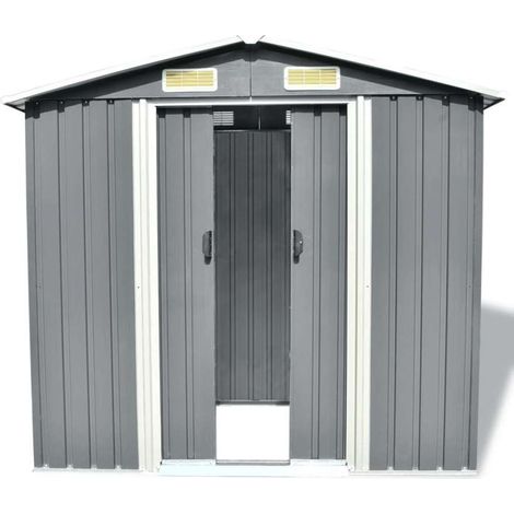 Capanno per Attrezzi in Metallo Grigio 204x132x186 cm