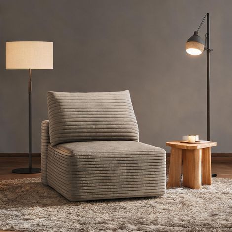 Sofa 1 place velours côtelé camel sans montage 70 x 95 x 83 cm (1/5)