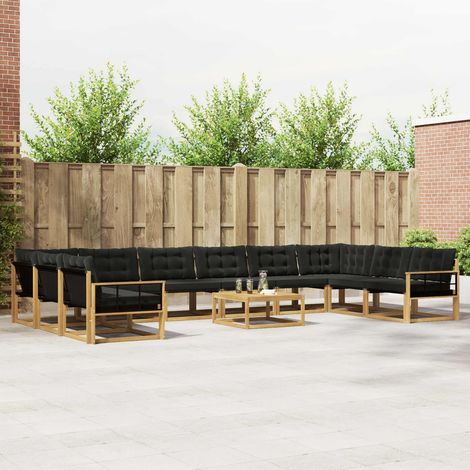 vidaXL Outdoor-Sofagarnitur mit Kissen 11 pcs Weiß und Schwarz (1/5)