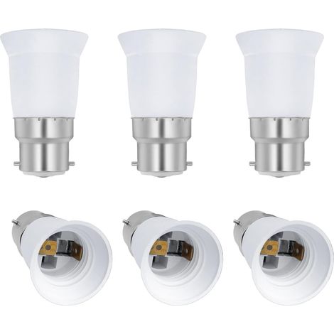 Adaptateur Douille B22 Vers E27 - Conversion Baïonnette à Vis - Pour Ampoules LED et Économes jusqu’à 60 W - Lot de 6