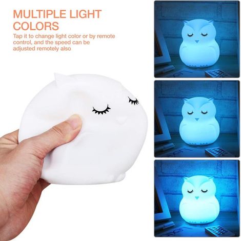 Lampada da comodino con atmosfera a LED colorata sensibile al tocco a forma di gufo, batteria non inclusa (1/4)