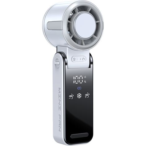 Ventilateur de cou rechargeable, portable, batterie longue durée, refroidisseur extérieur léger, dispositif de refroidissement à affichage numérique pour la randonnée, la maison, la randonnée (1/5)