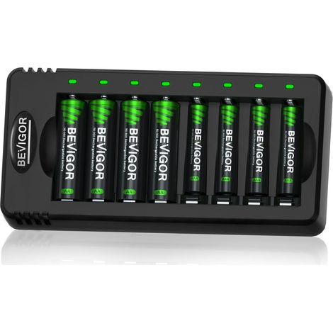 Kit 4 Piles AA avec 4 Piles AAA NiMH Rechargeables avec Chargeur, Charge Rapide (1/5)