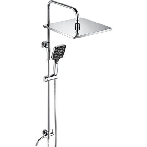 Colonne de douche effet pluie en acier inoxydable sans robinetterie, barre de douche réglable de 74 à 114 cm, tête supérieure extra-épaisse 30 x 30cm antirouille, chromée (1/5)