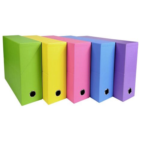Boîte de classement carton SALSA EXACOMPTA dos 9 cm couleurs vives assorties - Lot de 5