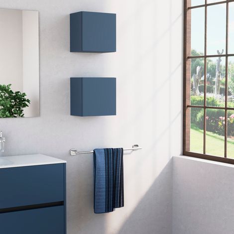 Inda - Pensile bagno con anta SX 30x30 cm - Blu denim opaco (1/3)