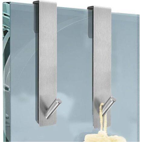 2 Pièces Crochet de Porte en Verre, Crochet de Douche en Acier Inoxydable, Crochets de Porte en Verre Pour Suspendre Peignoirs (1/5)