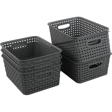 Panier de rangement en plastique gris, 25,5 cm x 19,3 cm x 10,4 cm (1/3)