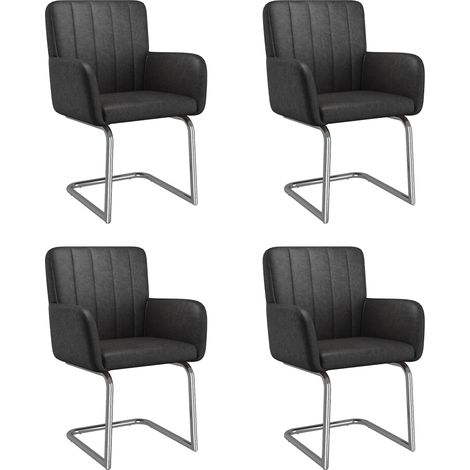 Set mit 2 gepolsterten Esszimmerstühlen aus schwarzem Kunstleder mit Metallbeinen MODENUIT (1/5)