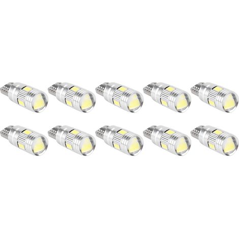 Lot de 10 ampoules LED T10 5630 6SMD W5W CANbus anti-erreur décodage auto pour marqueur latéral et éclairage plaque immatriculation (1/5)