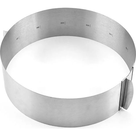 Cercle à gateau ajustable avec graduation et tournevis de fixation Moule à gateau rond en acier inoxydable Hauteur du cercle : 8,5 cm Diamètre du cercle à gateau : 16 cm Cadre de cuisson robuste p (1/5)