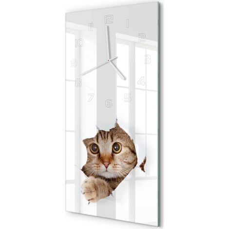 Horloge Murale Rectangulaire Verticale Design Artistique Silencieuse 30x60 cm Chat 30x60 cm (1/5)