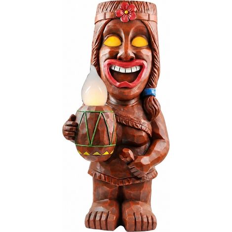 Lampe tiki solaire LED, figurine totem, décoration de jardin pour porche, pelouse et allée (1/4)