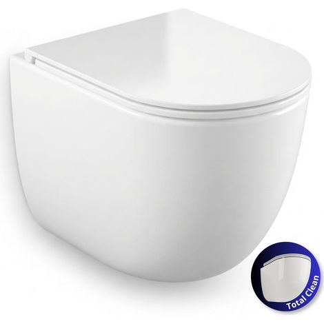 Inodoro suspendido Round Pro total clean blanco brillo 52 cm con tapa Soft-Close – Koller Pool (1/5)