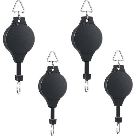 Vierteiliger Pflanzenständer, verstellbarer Hängepflanzenkorb, geeignet für Gartenkörbe, Blumentöpfe und Vogelfutterhäuser aller Größen - perfektes Geschenk (schwarz).