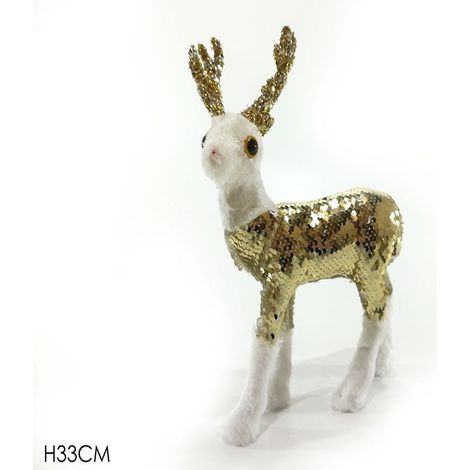 Renna paillet oro cm33 Decorazioni di natale addobbi natalizie vetrina negozi (1/5)