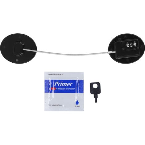 Serrure de réfrigérateur 360° rotative, sans perçage, avec clé, noire, pour armoire, tiroir et congélateur (1/5)