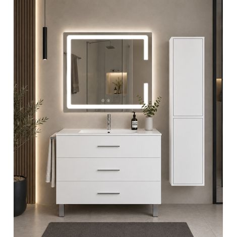 Mueble de baño con lavabo ORIGENBATH RIBERA sin espejo 50x40 cm blanco con columna (1/5)
