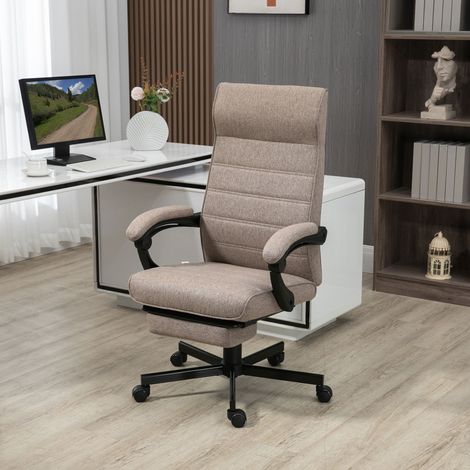 Silla de Oficina Reclinable con Altura Ajustable Reposabrazos y Reposapiés Retráctil 68x67x106-114 cm Marrón (1/5)
