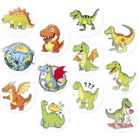 Pegatinas de papel en cinta adhesiva con dinosaurios, 500 unidades.